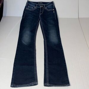 Silver Suki Women’s Size 25 W X 33 L Suki High Slim Boot Denim Blue Jeans